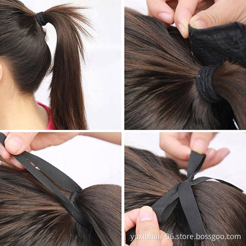 Synthetic Hair Long Straight Braids Ponytail High Temperature Fiber Clip in PonyTail Hair Extension Women Ponytails